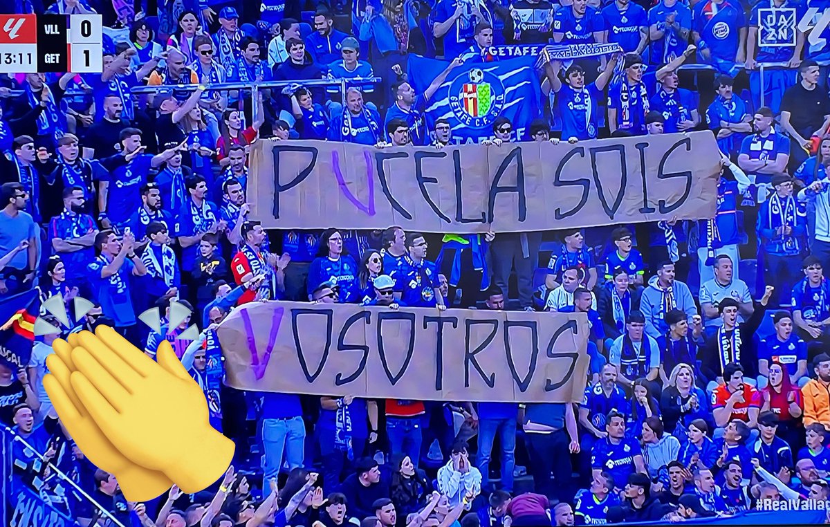 👏🏻👏🏻 Gran detalle de los 700 aficionados del Geta que han sacado esta pancarta en apoyo a la afición del Real Valladolid por la situación deportiva del equipo

Afición ejemplar la de Getafe y del club azulon 

<a href="/realvalladolid/">Real Valladolid C.F.</a> | <a href="/GetafeCF/">Getafe C.F.</a> | #RealValladolidGetafe