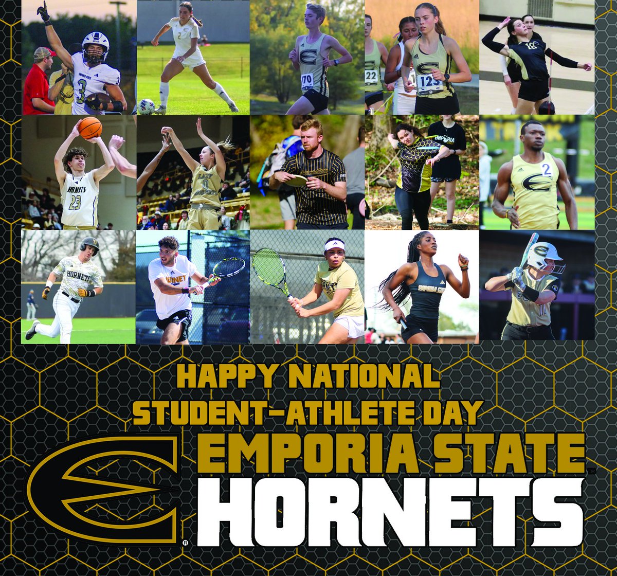 ESU Athletics (@esusports) on Twitter photo Happy #NationalStudentAthleteDay to all of our Hornets. #StingersUp
<a href="/ESUHornetsDG/">Emporia State Disc Golf</a> <a href="/ESUHornetsTFXC/">ESU Track & Field/Cross Country</a> <a href="/esuhornetsfb/">ESU Hornet Football</a> <a href="/ESUHornetsWBB/">Emporia State Lady Hornet Basketball</a> <a href="/ESUMensBBall/">Emporia State Basketball</a> <a href="/EState_Softball/">Emporia State Softball</a> <a href="/ESUBaseball/">Hornet Baseball</a> <a href="/ESU_WoSoccer/">ESU Women's Soccer</a> Happy #NationalStudentAthleteDay to all of our Hornets. #StingersUp
<a href="/ESUHornetsDG/">Emporia State Disc Golf</a> <a href="/ESUHornetsTFXC/">ESU Track & Field/Cross Country</a> <a href="/esuhornetsfb/">ESU Hornet Football</a> <a href="/ESUHornetsWBB/">Emporia State Lady Hornet Basketball</a> <a href="/ESUMensBBall/">Emporia State Basketball</a> <a href="/EState_Softball/">Emporia State Softball</a> <a href="/ESUBaseball/">Hornet Baseball</a> <a href="/ESU_WoSoccer/">ESU Women's Soccer</a>