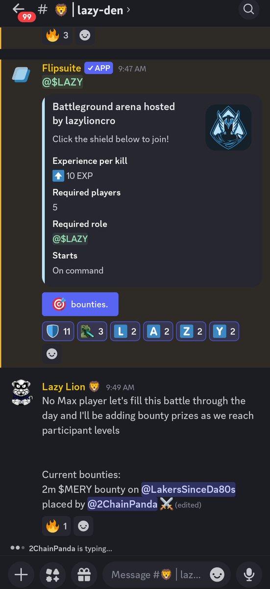 HERE WE GOOOOOOOOO⚔️⚔️

<a href="/Misteryoncro/">MERYCOIN 👻 $MERY live on Crypto.com</a> FAM YOUR ALWAYS WELCOME IN THE DEN 👻🦁 LET'S BATTLE

2m $MERY bounty so far 👀👀

Join the fun here discord.gg/rU2nmx6KnU we don't bite 🦁

$MERY ecosystem 💪👻🦁 
#CRO #cronos <a href="/VVS_finance/">VVS-Finance</a> $LAZY $CRO <a href="/ObsidianSwap/">Obsidian Finance</a> 💪