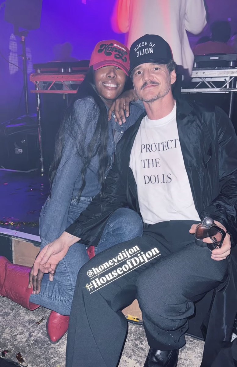 Pedro Pascal with Honey Dijon at his 50th birthday party