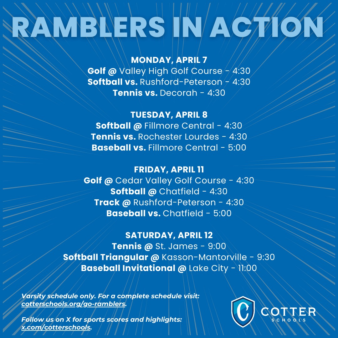 Check out the Ramblers in Action schedule for the week ahead!