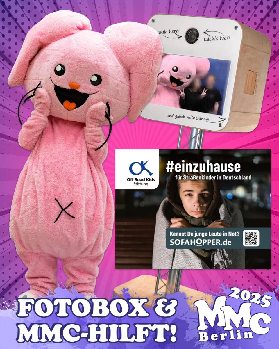 Die MMC hilft!
Macht alle mit!

Im Foyer des Fontanehauses steht unsere Fotobox.
Ein Bild mit unseren Gästen, Bunny oder einfach mit euren Freunden? Kein Problem!

Es kostet 2 Euro und der Erlös kommt komplett den Off Road Kids zugute.

Euer MMC-Team

@offroadkids_berlin