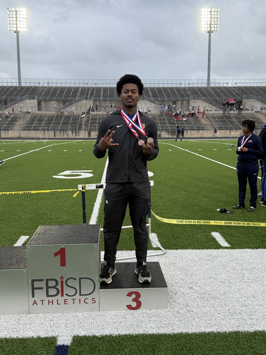 Brandon "dual hardware" Montgomery placing twice in Districts for the long jump and triple jump.  ✌🏽