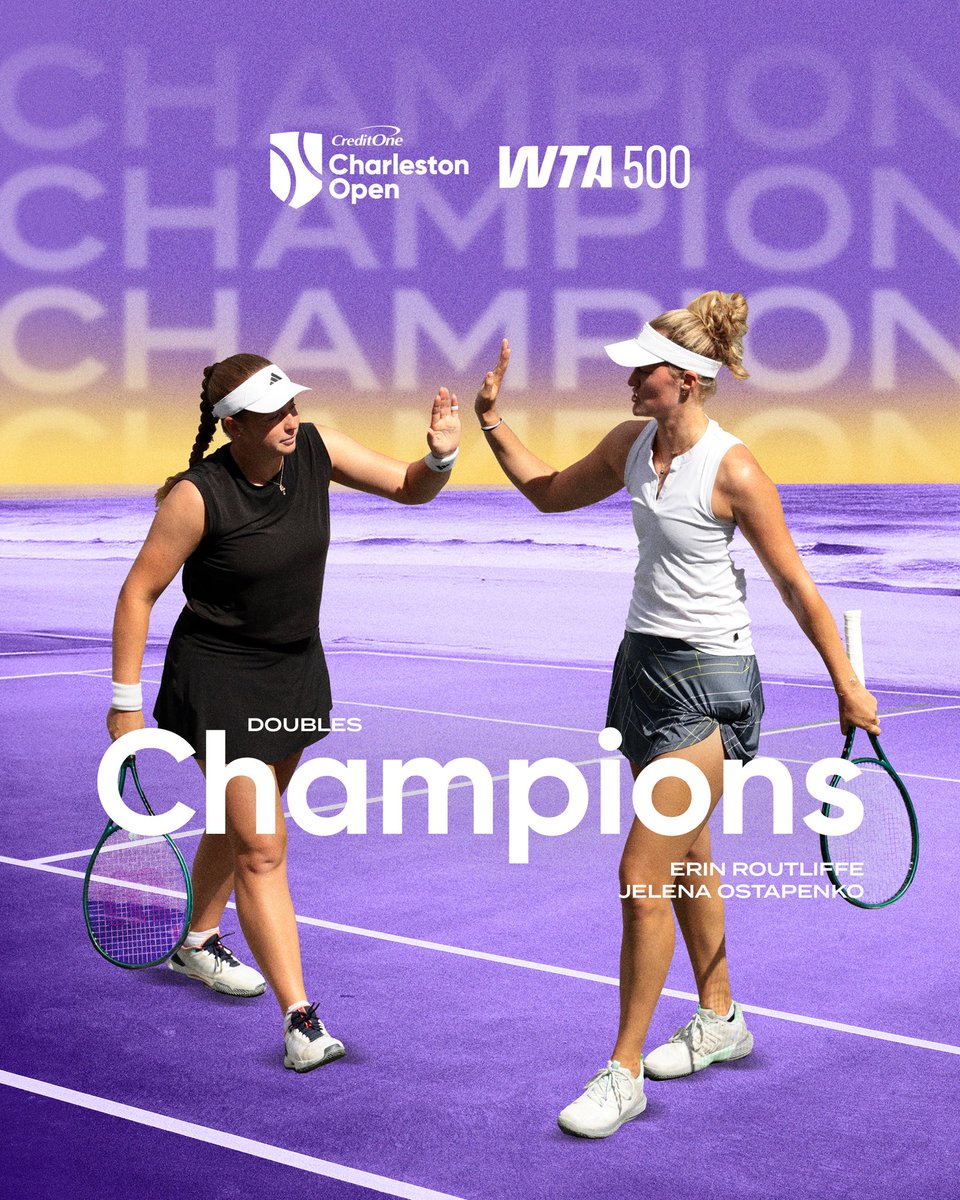 Credit One Charleston Open (@charlestonopen) on Twitter photo 🏆 Title Town 🏆
In their first event together, <a href="/JelenaOstapenk8/">Jelena Ostapenko</a> and <a href="/erinroutliffe/">Erin Routliffe</a> defeat Dolehide/Krawczyk to win the doubles title!
#CharlestonOpen 🏆 Title Town 🏆
In their first event together, <a href="/JelenaOstapenk8/">Jelena Ostapenko</a> and <a href="/erinroutliffe/">Erin Routliffe</a> defeat Dolehide/Krawczyk to win the doubles title!
#CharlestonOpen