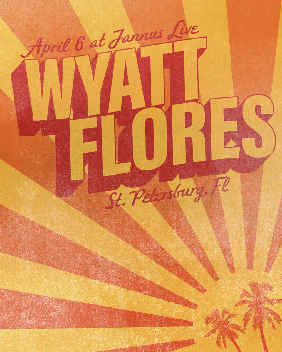 WyattFlores10's tweet photo. See ya tonight for the first proper headline of the year St. Pete! Sold out!

Doors at 7, Noah Rinker at 8, and we go on at 9! Signed posters will be at the merch table. https://t.co/zxwaUA603E