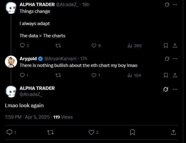 where you at?? <a href="/AtradeZ_/">A</a> 
at the time of this tweet ETH was at 1820 we are siting at 1600s 😂

<a href="/benjamincowen/"></a> are you home yet?