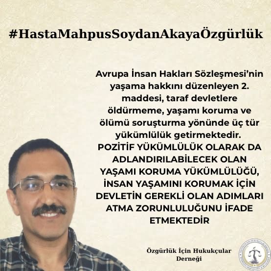 Hasta tutsak Soydan Akay 32 yıldır cezaevinde ve tahliyesi 4 kez engellendi. Akay 7 yıldır ağır tecrit koşulları altında tekli hücrede tutuluyor...
#SoydanAkayaÖzgürlük