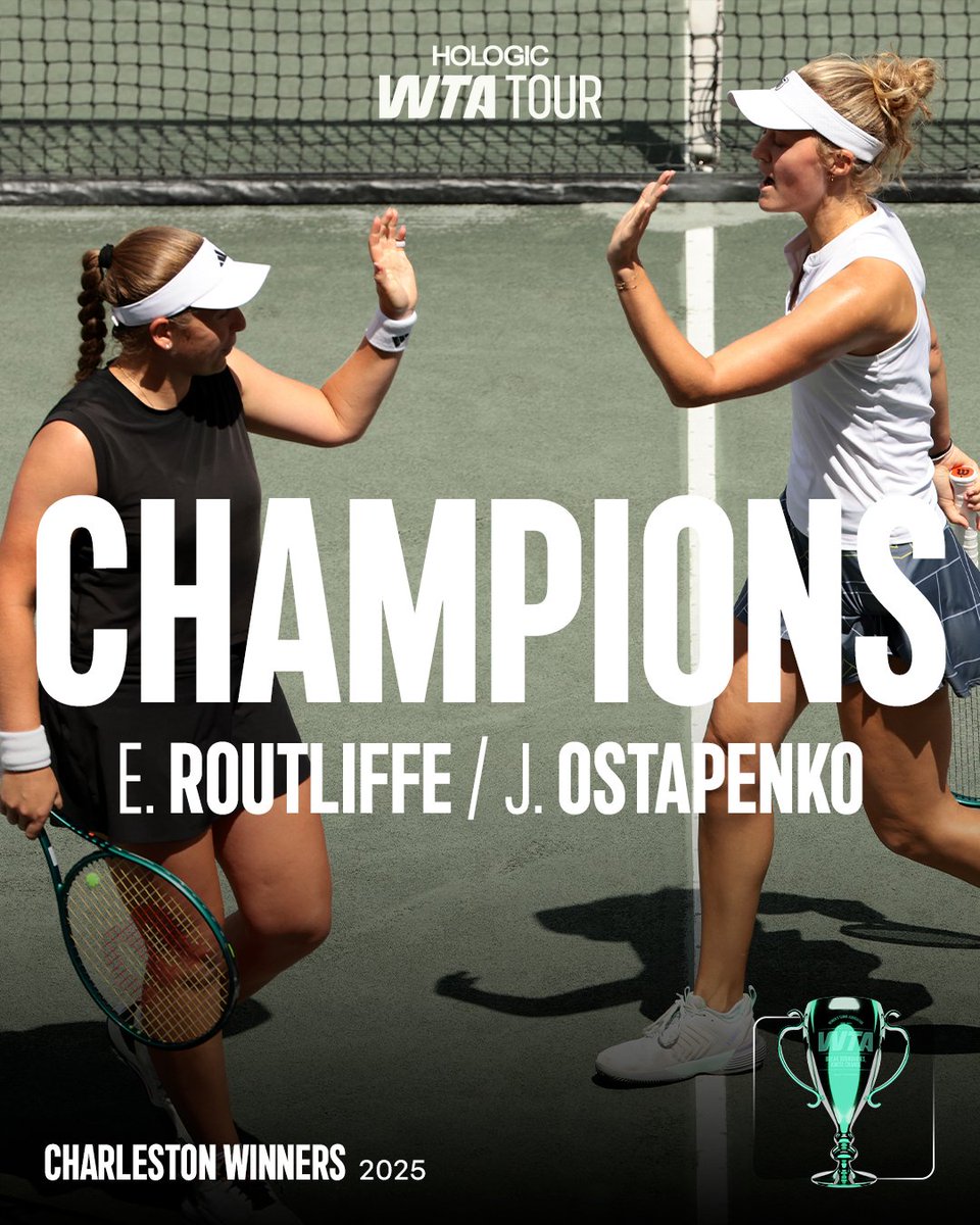 CHARLESTON CHAMPS 🤩

<a href="/JelenaOstapenk8/">Jelena Ostapenko</a> x <a href="/erinroutliffe/">Erin Routliffe</a> | #CharlestonOpen