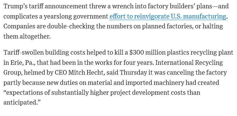 modestproposal1's tweet photo. "Companies are double-checking the numbers on planned factories, or halting them altogether." https://t.co/5TkEsbb4pO