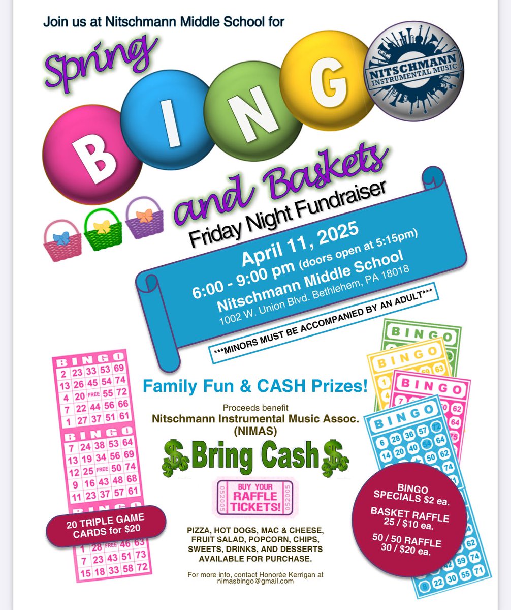This Friday! Come for a good cause, leave with some good prizes. <a href="/NitschmannMS/">BASDNitschmannMS</a> <a href="/BethlehemAreaSD/">BASD</a>