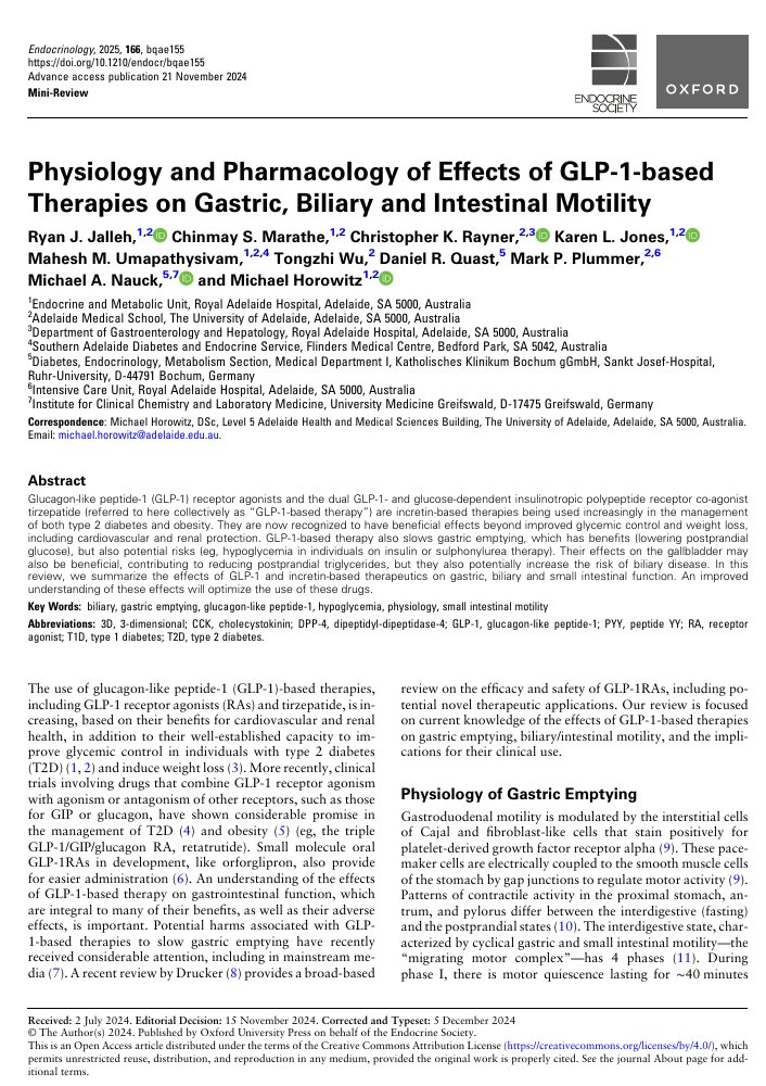 GLP-1R agonists &amp; tirzepatide offer more than glycemic control &amp; weight loss—think cardiovascular &amp; renal protection! But they also slow gastric emptying (benefit: ↓ postprandial glucose; risk: hypoglycemia) &amp; may impact gallbladder health. Optimizing use is key. #GLP1
