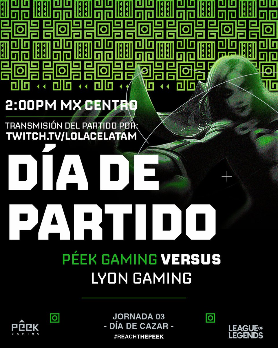 ¡HOY SE JUEGAAAAAAAAAA!🔥

Después de unos laaaaaaaaaargos días volvemos a la acción en la #LRN🏆🤩

🆚 <a href="/LyonLATAM/">LYON</a> 
⏰ 2 PM 🇲🇽
📺 twitch.tv/lolacelatam

Nos vemos en el stream 👋🏽 

#ReachThePÊEK
