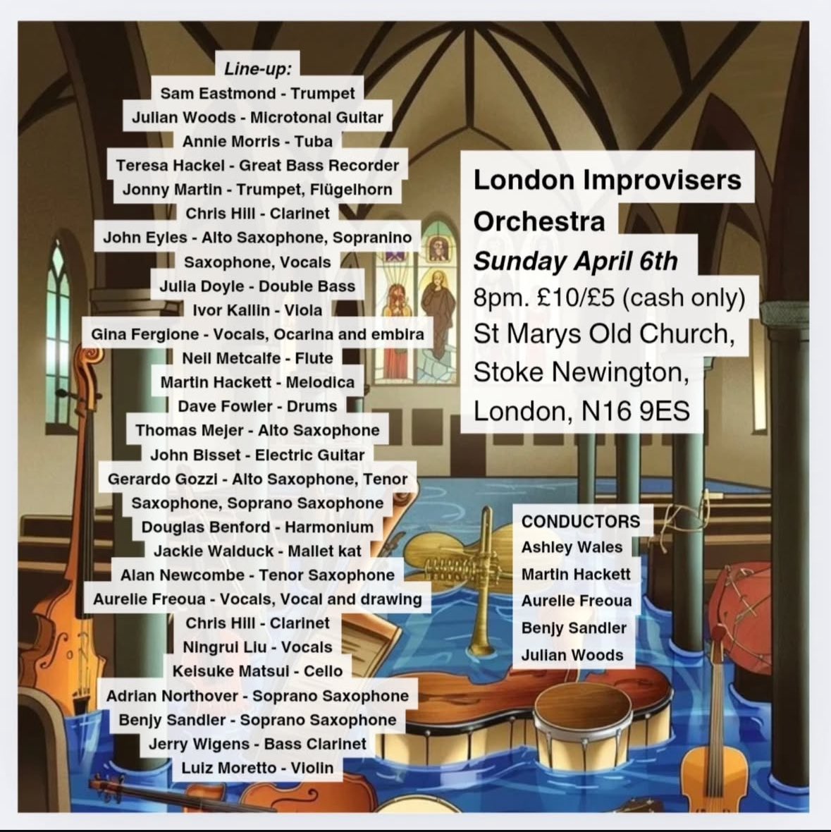 Back <a href="/LondonImprOrch/">London Improvisers Orchestra</a> tonight, after a while, as one of the conductors and voices! 

I will be conducting visually while the orchestra will be playing improvised music! ✨

#art #painting #drawing #music #improvisation #jazz #conduction #voice #poetry