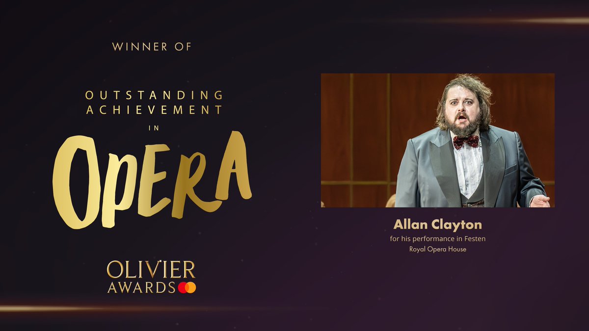 Olivier Awards (@olivierawards) on Twitter photo The Olivier Award for Outstanding Achievement in Opera goes to Allan Clayton for his performance in Festen at the <a href="/rbo_org/">Royal Ballet and Opera</a>.
#OlivierAwards The Olivier Award for Outstanding Achievement in Opera goes to Allan Clayton for his performance in Festen at the <a href="/rbo_org/">Royal Ballet and Opera</a>.
#OlivierAwards