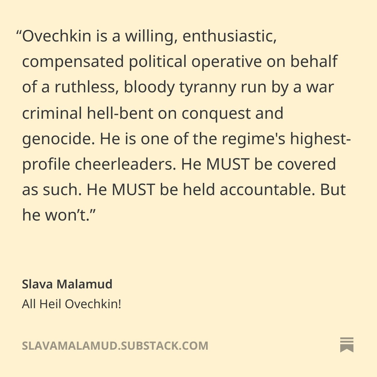 The hockey world is celebrating. The hockey world doesn't care.
And yet I will keep saying what must be said. With plenty of receipts.

open.substack.com/pub/slavamalam…