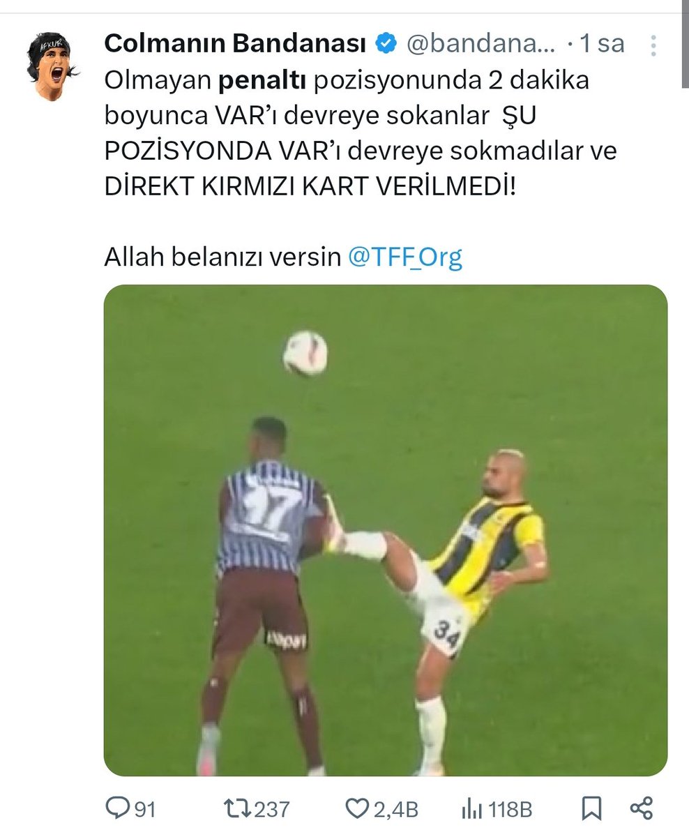 Hakkımızı yiyenede yiyine göz yumana'da haram olsun...  Eskiden Trabzonspor dan korkarlardı şimdi en rahat bizim hakkımız yeniyor. Yiyin efendiler yiyin..