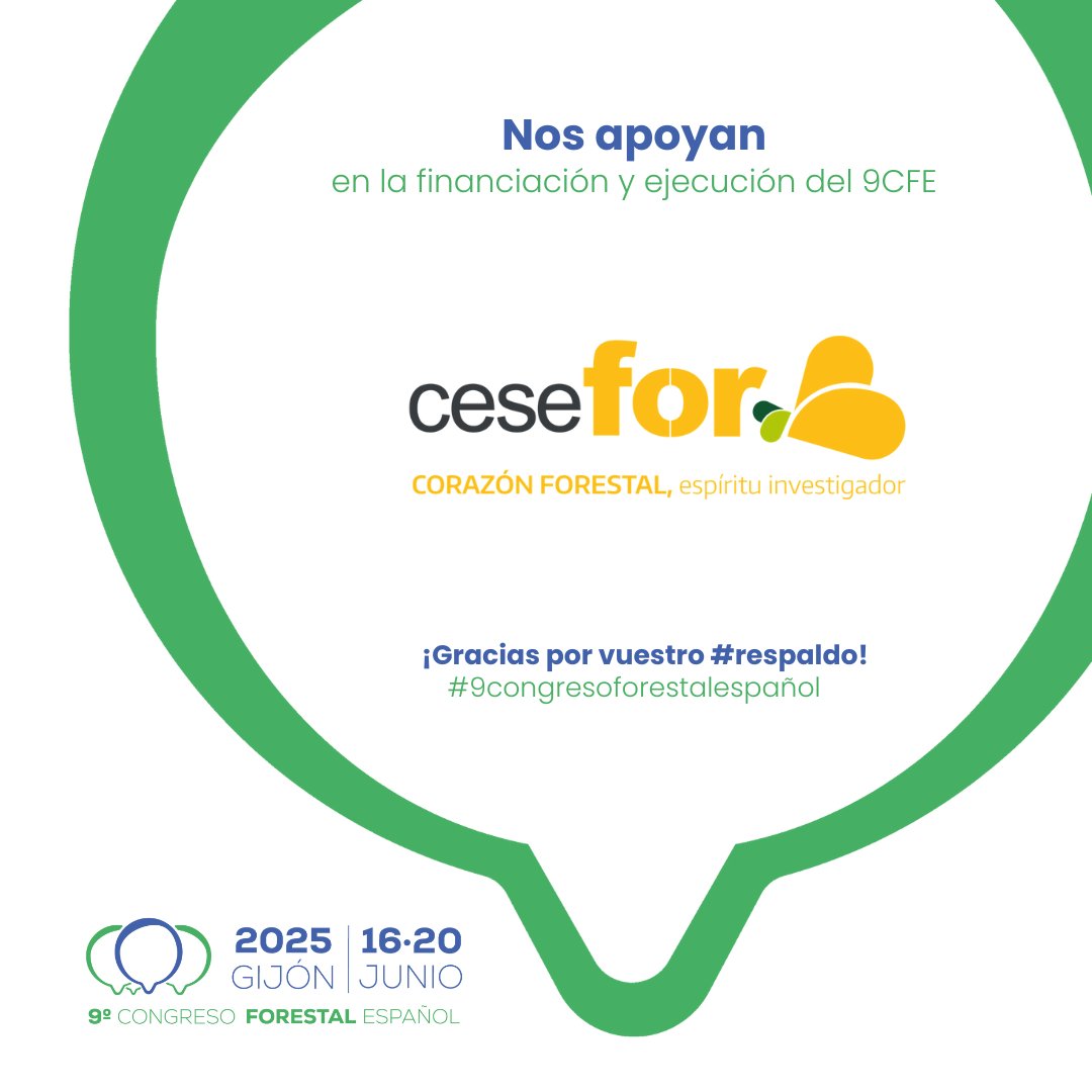 congresoforesta's tweet image. 🤝🏽 #Alianzas9CFE
Más apoyos al #9CFE, que hacen que este congreso sea posible. En la modalidad de patrocino &apos;Castañal&apos;, contamos con entidades que ya son incondicionales de este encuentro: @PEFCSpain, @FCesefor, #SmartGlobalEcosystems, de @YoungForesters, y @ctforestal.
¡Gracias!