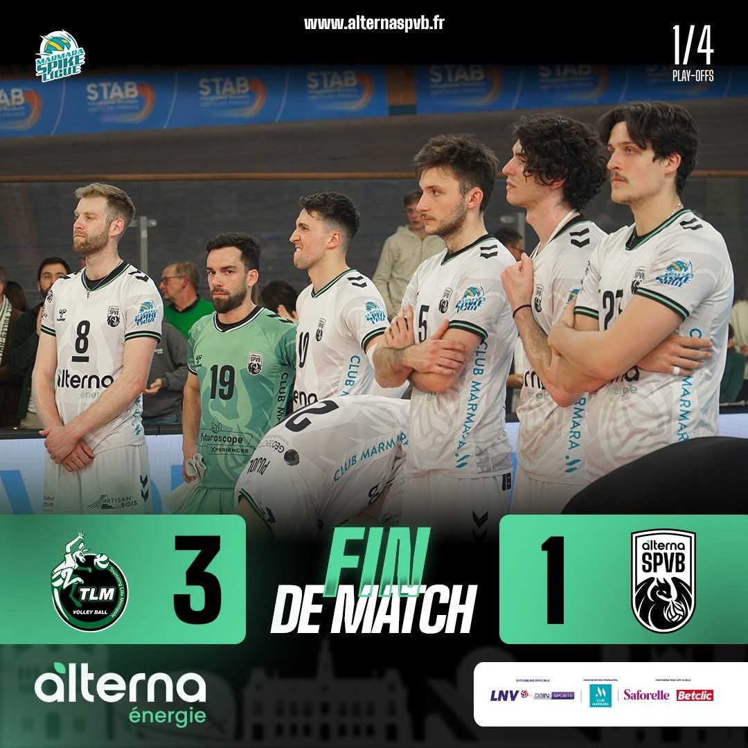𝐑𝐀𝐆𝐄𝐀𝐍𝐓.

Encore une fois dans le match, nos Blacks laissent filer un troisième set, puis un quatrième, après avoir eu des occasions pour conclure 

Défaite 3️⃣-1️⃣ : 25-16, 20-25, 31-29, 28-26

⚫️⚪️🟢
#AlternaSPVB | #LNV | #MarmaraSpikeLigue | #FFVolley
