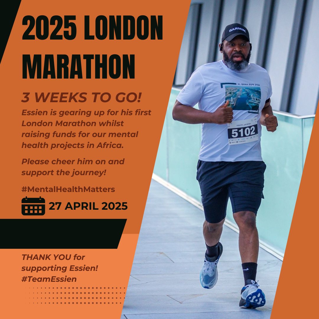 Network for Africa's runner, Essien is gearing up for his first <a href="/LondonMarathon/">TCS London Marathon</a> and is raising funds for our #mentalhealth projects in Africa at the same time!
Please cheer him on and support the journey!
2025tcslondonmarathon.enthuse.com/pf/essien-efan…