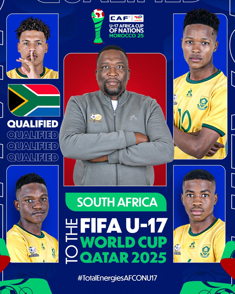 World stage secured. 🌍 

South Africa will be going to the FIFA U-17 World Cup Qatar 2025! 🇿🇦 

#TotalEnergiesAFCONU17