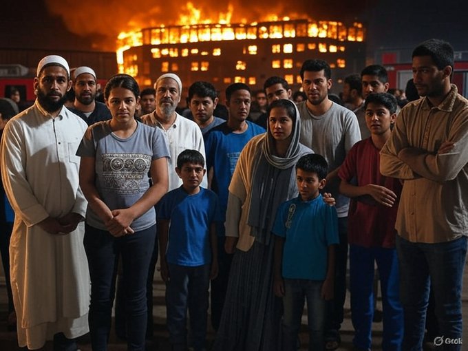 What should be the role of Muslims in a devastating fire or arson?