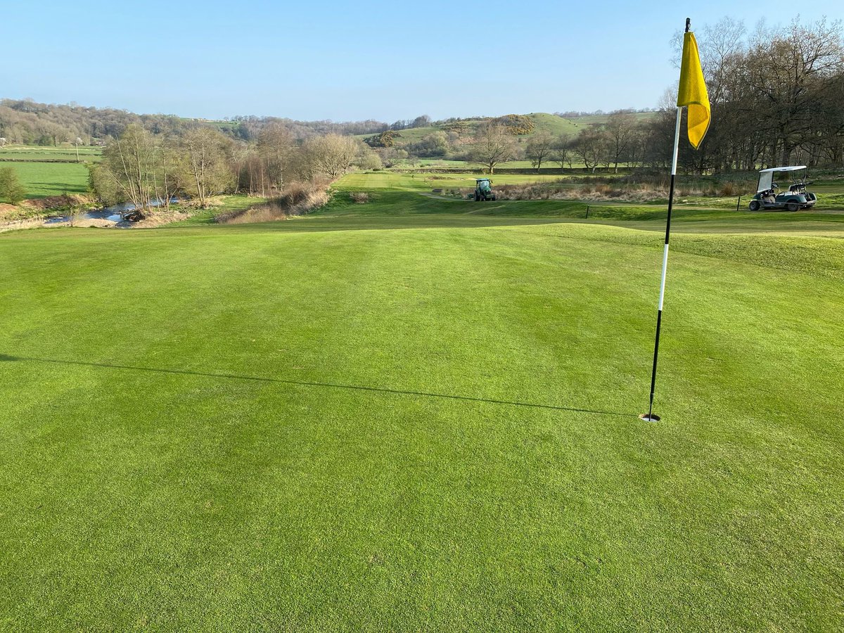 Greens improving daily after the Spring renovation work. Over 40 tons of sand in following the aeration work.