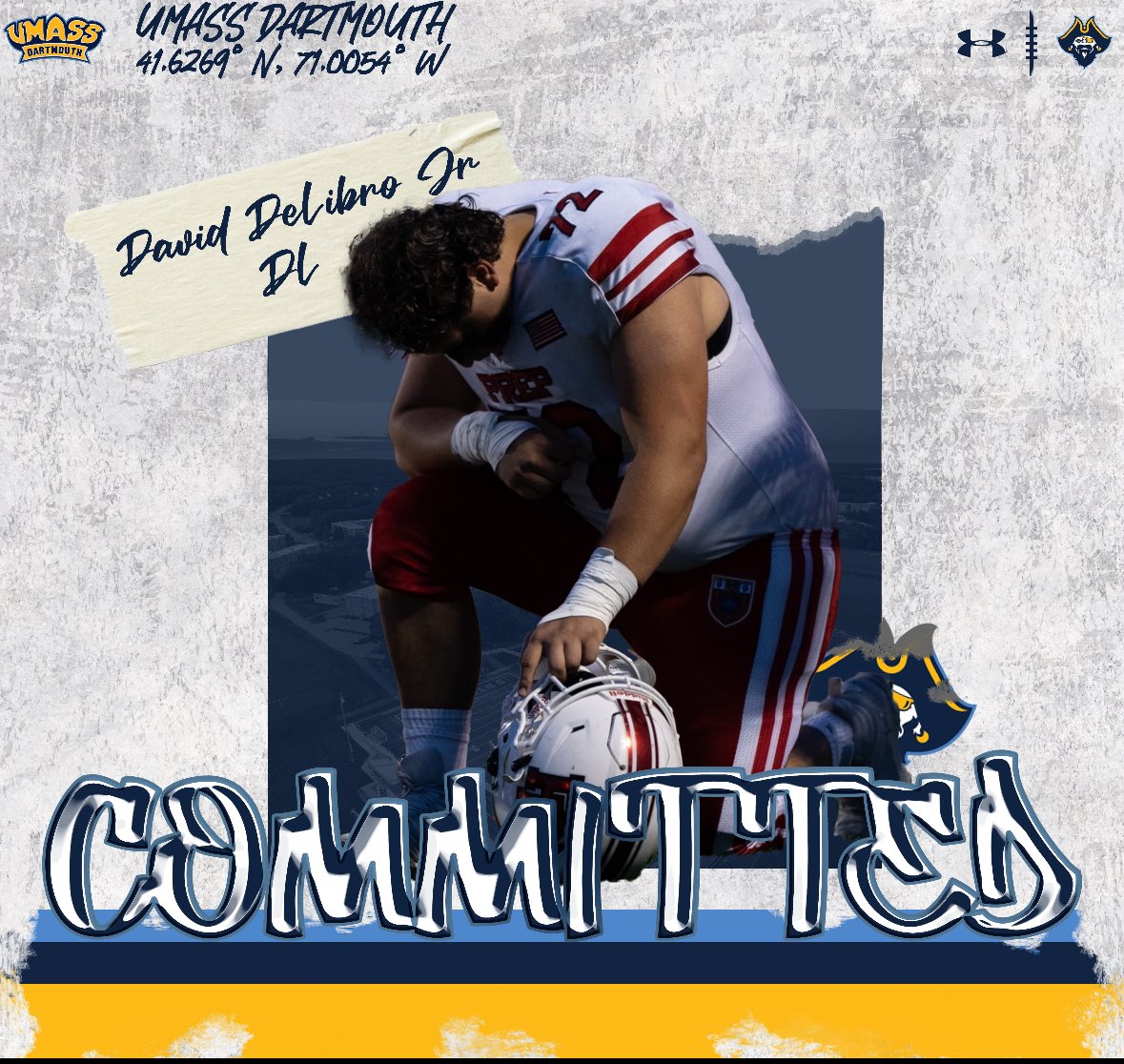 David DeLibro Jr (@ddelibro1372) on Twitter photo After an awesome conversation with <a href="/CoachStruthers/">Ryan Struthers</a> I am proud to announce my further athletic and academic career <a href="/CorsairFootball/">UMass Dartmouth Football</a>!!!
#WinTheRep🏴☠️
#AGTG
<a href="/Prep_Football/">Ffld Prep Football</a>
<a href="/CoachJustin10/">Justin Thomas</a>
<a href="/UMASSDCoachSly/">Josh Sylvester</a> After an awesome conversation with <a href="/CoachStruthers/">Ryan Struthers</a> I am proud to announce my further athletic and academic career <a href="/CorsairFootball/">UMass Dartmouth Football</a>!!!
#WinTheRep🏴☠️
#AGTG
<a href="/Prep_Football/">Ffld Prep Football</a>
<a href="/CoachJustin10/">Justin Thomas</a>
<a href="/UMASSDCoachSly/">Josh Sylvester</a>