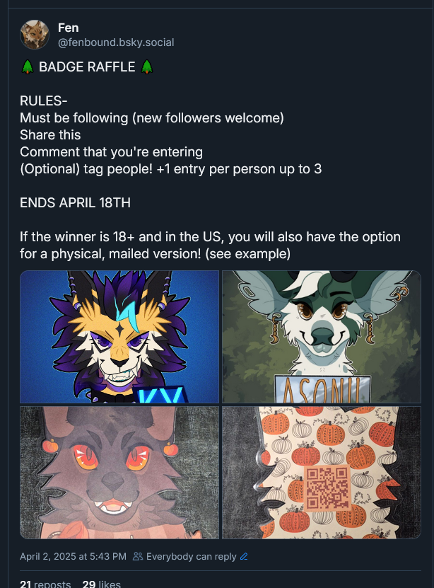 Fennbound's tweet photo. hey you 🫵 I'm hosting a badge raffle over on the other site https://t.co/00WCwRYnrF