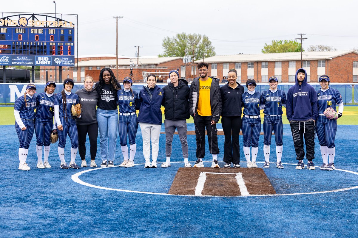 East Texas A&M Softball (@lion_softball) on Twitter photo Throwing out the first pitch in today's game were <a href="/etamuniversity/">East Texas A&M University 🦁</a> student-athletes in honor of National Student-Athlete Day! #HailET Throwing out the first pitch in today's game were <a href="/etamuniversity/">East Texas A&M University 🦁</a> student-athletes in honor of National Student-Athlete Day! #HailET