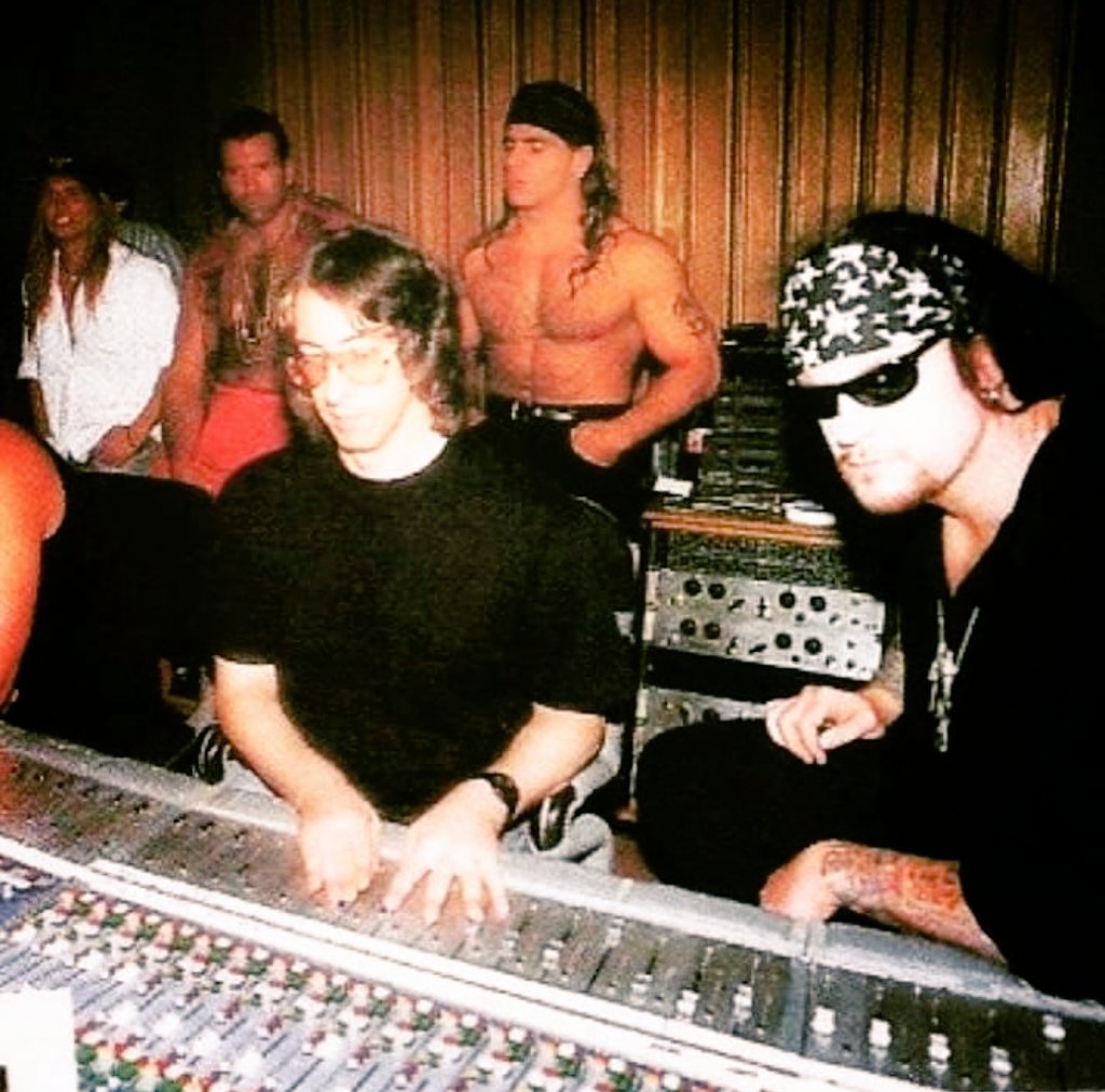 90sWWE's tweet photo. Jim Johnston, Razor Ramon, Shawn Michaels and The Undertaker in the studio 🎙 https://t.co/yaeNGKcBlc