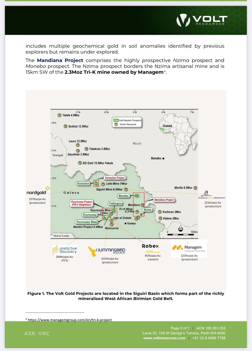 ::Volt Resources Limited is pleased to announce the restart of gold exploration at our Guinea Gold Projects, located in the highly prospective Siguiri Basin, West Africa.::

Our projects are strategically positioned near world-class gold operations:

✅ Kouroussa Prospect: