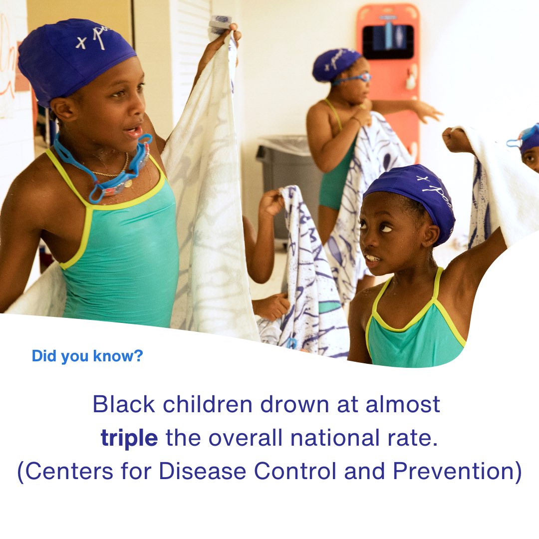 TrainDaly's tweet image. Every child deserves the chance to swim. Nearly 80% of kids in low-income homes don’t know how. Black kids drown at 3x the national rate. Swim lessons can cut drowning risk by 88%. Help us change the tide. Donate at givebutter.com/Bluefish2025   #SwimForAll #PlusPool