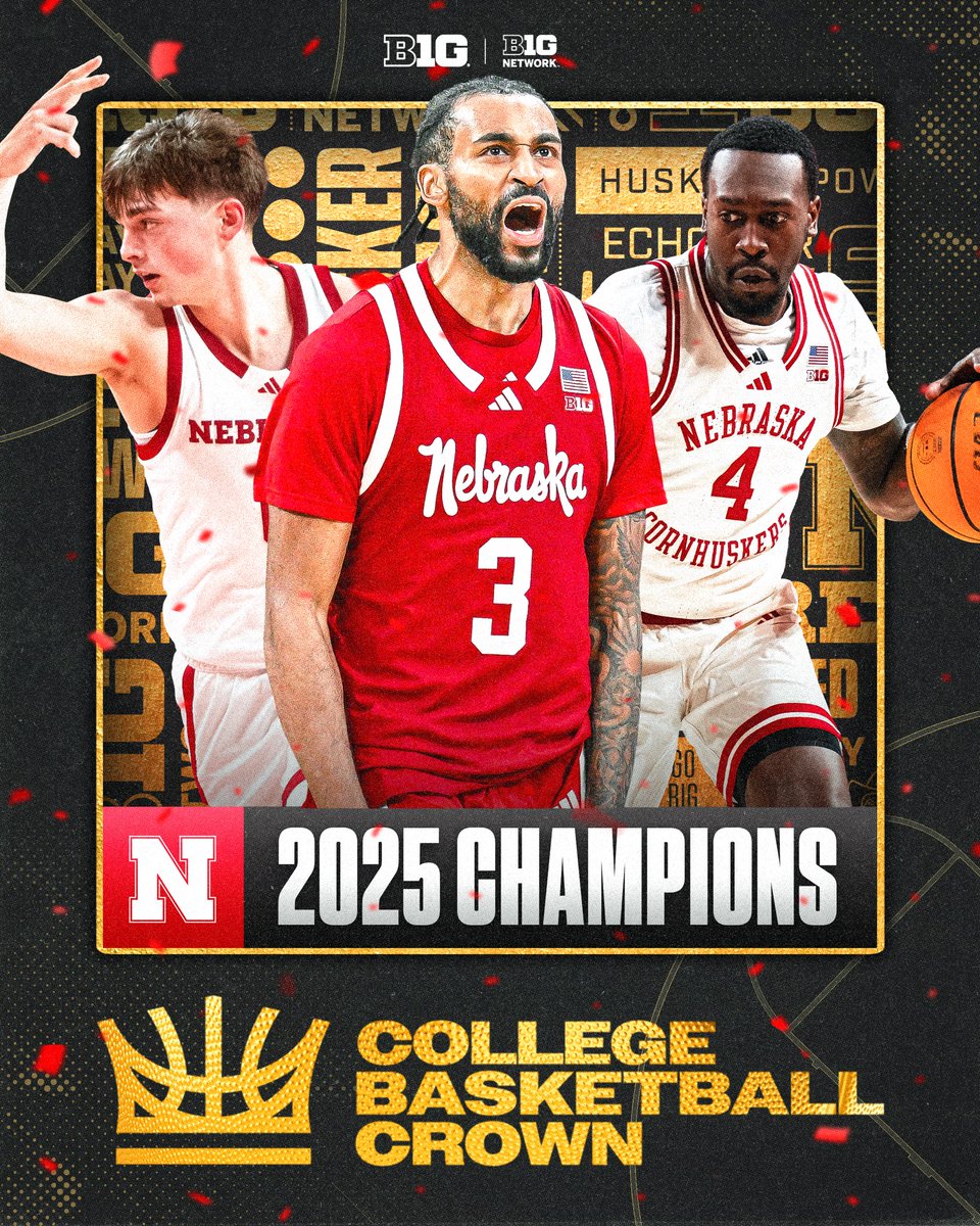 Big Ten Men's Basketball (@b1gmbball) on Twitter photo A CHAMPION HAS BEEN CROWNED 👑
Congrats to <a href="/HuskerMBB/">Nebraska Men's Basketball</a> on winning the inaugural <a href="/CBBCrown/">College Basketball Crown</a> tournament 👏
#B1GMBBall A CHAMPION HAS BEEN CROWNED 👑
Congrats to <a href="/HuskerMBB/">Nebraska Men's Basketball</a> on winning the inaugural <a href="/CBBCrown/">College Basketball Crown</a> tournament 👏
#B1GMBBall