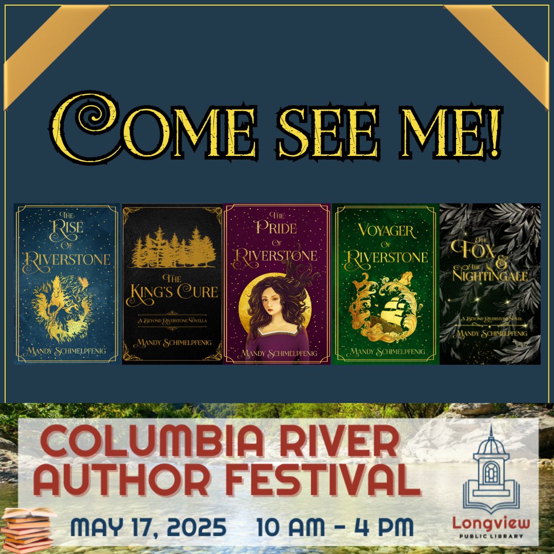 RiverstoneSaga's tweet photo. STARTING NOW!
Come see me and other local authors at the Columbia River Author Festival in Longview, WA from 10am-4pm.
Multiple genres, readings, and grateful authors!
#booksale #indieauthorsale #authorevent #librarysale #bookcommunity #books #historicalfantasy #indieauthor https://t.co/1sYhH0z8vU