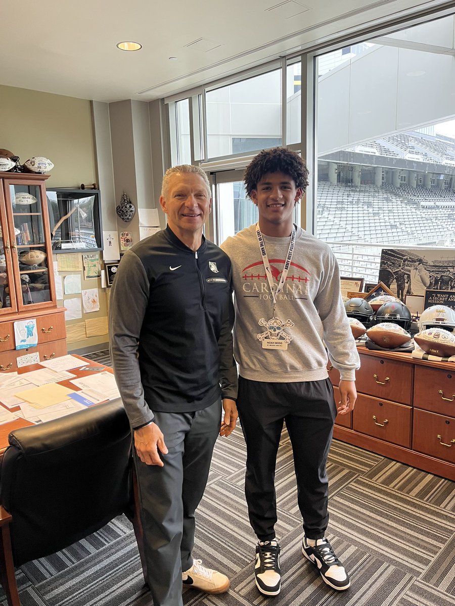 Noah Moss (@noahmoss2026) on Twitter photo Had an amazing visit at Army West Point today. Loved everything I saw. Thanks to <a href="/CoachASmith_/">Allen Smith</a> for getting me up there. I had a great meeting with <a href="/CoachJeffMonken/">Jeff Monken</a> and would like to say I have received an offer from <a href="/ArmyWP_Football/">Army Football</a> āļøā<a href="/ScoutFball/">Larry Rudolph</a> <a href="/StMichaelFB/">St. Michael Football</a> <a href="/SGRivers17/">Stephen Rivers</a> Had an amazing visit at Army West Point today. Loved everything I saw. Thanks to <a href="/CoachASmith_/">Allen Smith</a> for getting me up there. I had a great meeting with <a href="/CoachJeffMonken/">Jeff Monken</a> and would like to say I have received an offer from <a href="/ArmyWP_Football/">Army Football</a> āļøā<a href="/ScoutFball/">Larry Rudolph</a> <a href="/StMichaelFB/">St. Michael Football</a> <a href="/SGRivers17/">Stephen Rivers</a>