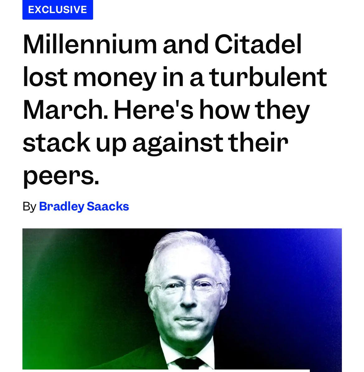 ApeAverage's tweet image. #Citadel and #Millennium both down in March.  Remember back in December of 2021 when #kengriffin had #Citadel clients agree to Multi-Year lock ups…