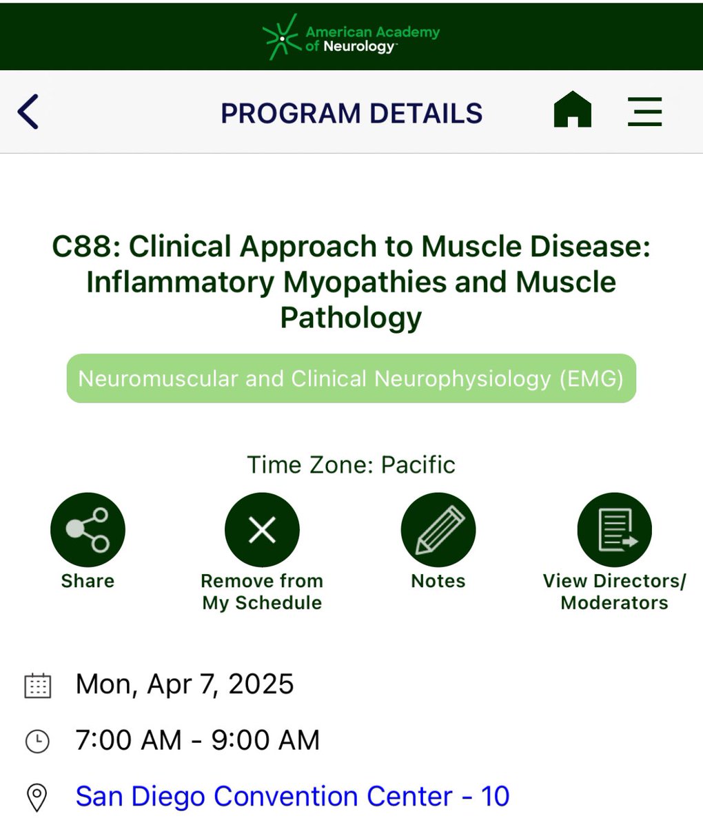 Come join us tomorrow Monday 7 am for the #myositis course to learn how to approach patients and interpret testing with an overview of muscle pathology, followed by case-based discussions with experts in the field:
<a href="/MymaAlbaydaMD/">Myma Albayda, MD, RhMSUS</a> @christiaab
#AANAM2025 #Myotwitter #Neurotwitter