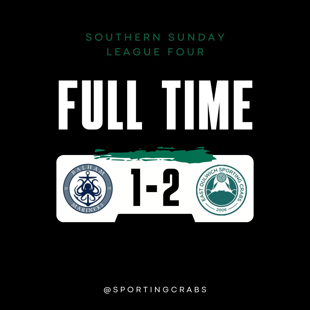 Good away win in the nautical derby vs. <a href="/official_bmfc/">Balham Mariners</a>. Nice finish from Danny in the first minute to open the scoring and a strong second half performance to see the game out. 

Last home match on the Rye in the reverse fixture next weekend. 

#UTC🦀
<a href="/SouthernSunday/">Southern Sunday Football League</a>