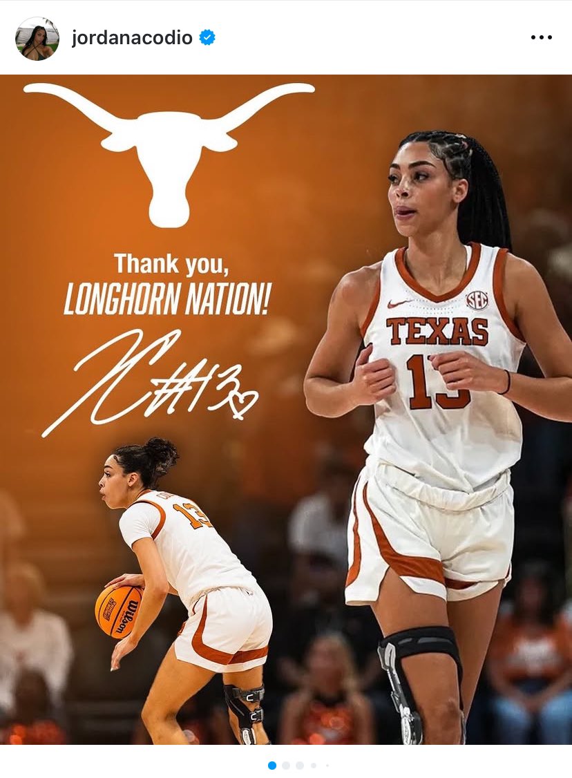 Texas guard Jordana Codio has entered the transfer portal. A Florida native and member of UT’s 2022 recruiting class, Codio redshirted during her first year on campus as she rehabbed a knee injury and was then a reserve guard the past two seasons. #HookEm