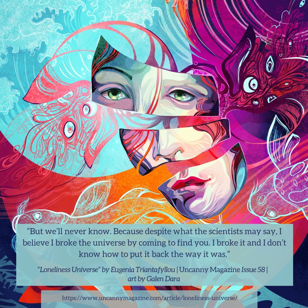 Congratulations to Eugenia Triantafyllou! Eugenia's novelette "Loneliness Universe" is a finalist for the Best Novelette Hugo Award! You can read it here!  uncannymagazine.com/article/loneli…