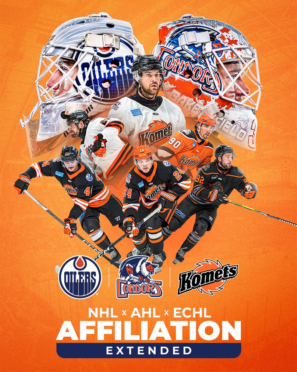 3 More Years 🔥

We have signed a new three-year affiliation agreement with the <a href="/EdmontonOilers/">Edmonton Oilers</a> and <a href="/Condors/">Bakersfield Condors</a>!

🔗 komets.co/Affiliation2025