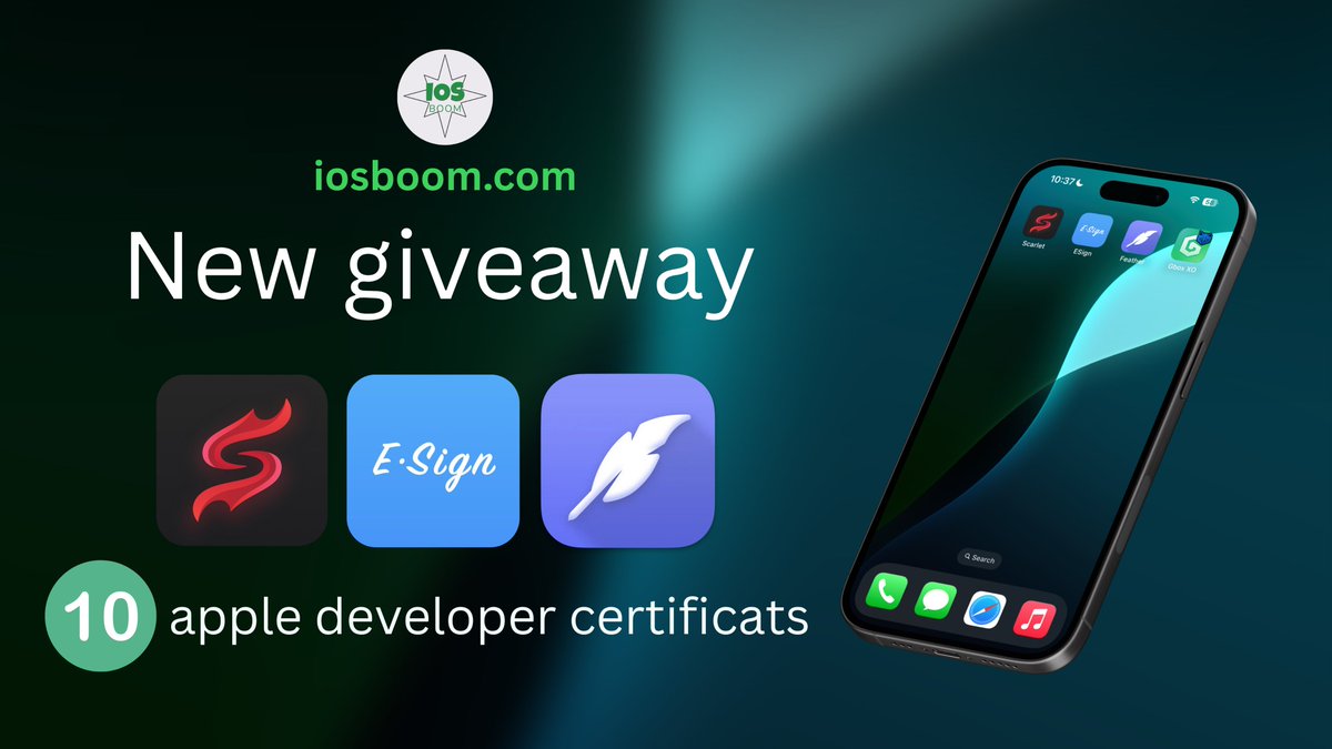 🎉 GIVEAWAY TIME! 🎉
We’re giving away 10 Apple Developer Certificates  completely FREE by iosboom🔐📱
What do you get?
✅ Install tweaked apps &amp; games
✅ No jailbreak needed
✅ Fast, secure access via iosboom.com

🔥 Perfect for anyone who loves sideloading and
