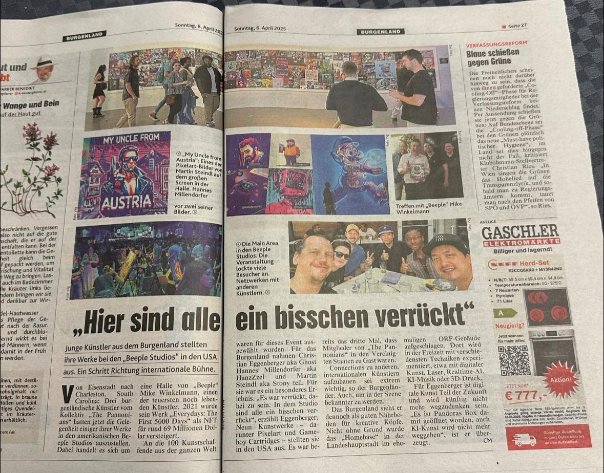 yooo ... "Select Start" at <a href="/beeple/">beeple</a> studios in austrias biggest daily news paper 😍