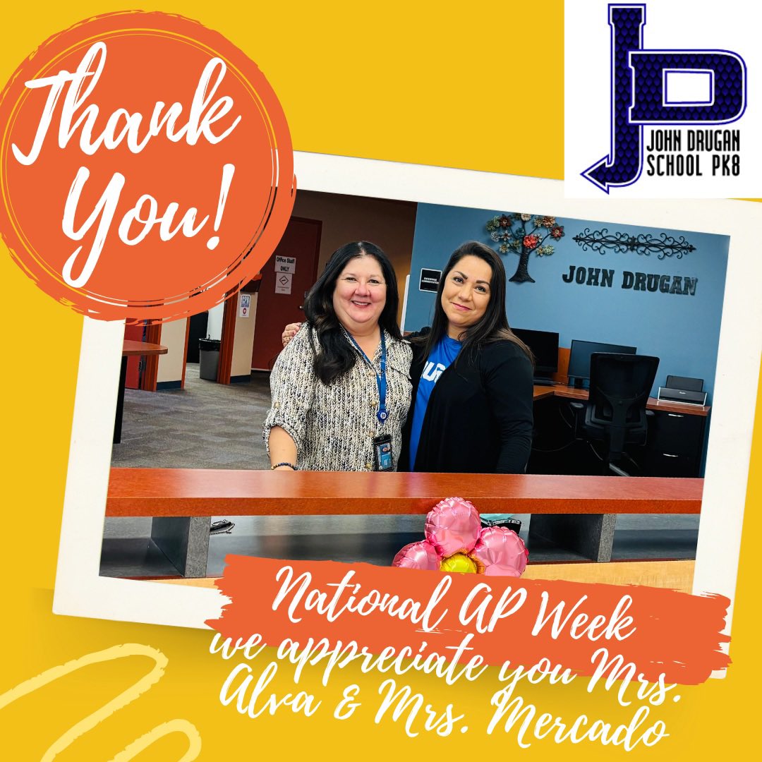 Happy Assistant Principals to <a href="/RAlva_JDS/">Raquel Alva</a> <a href="/cmercado_JDS/">Cynthia Mercado</a>. We appreciate you! #APWeek