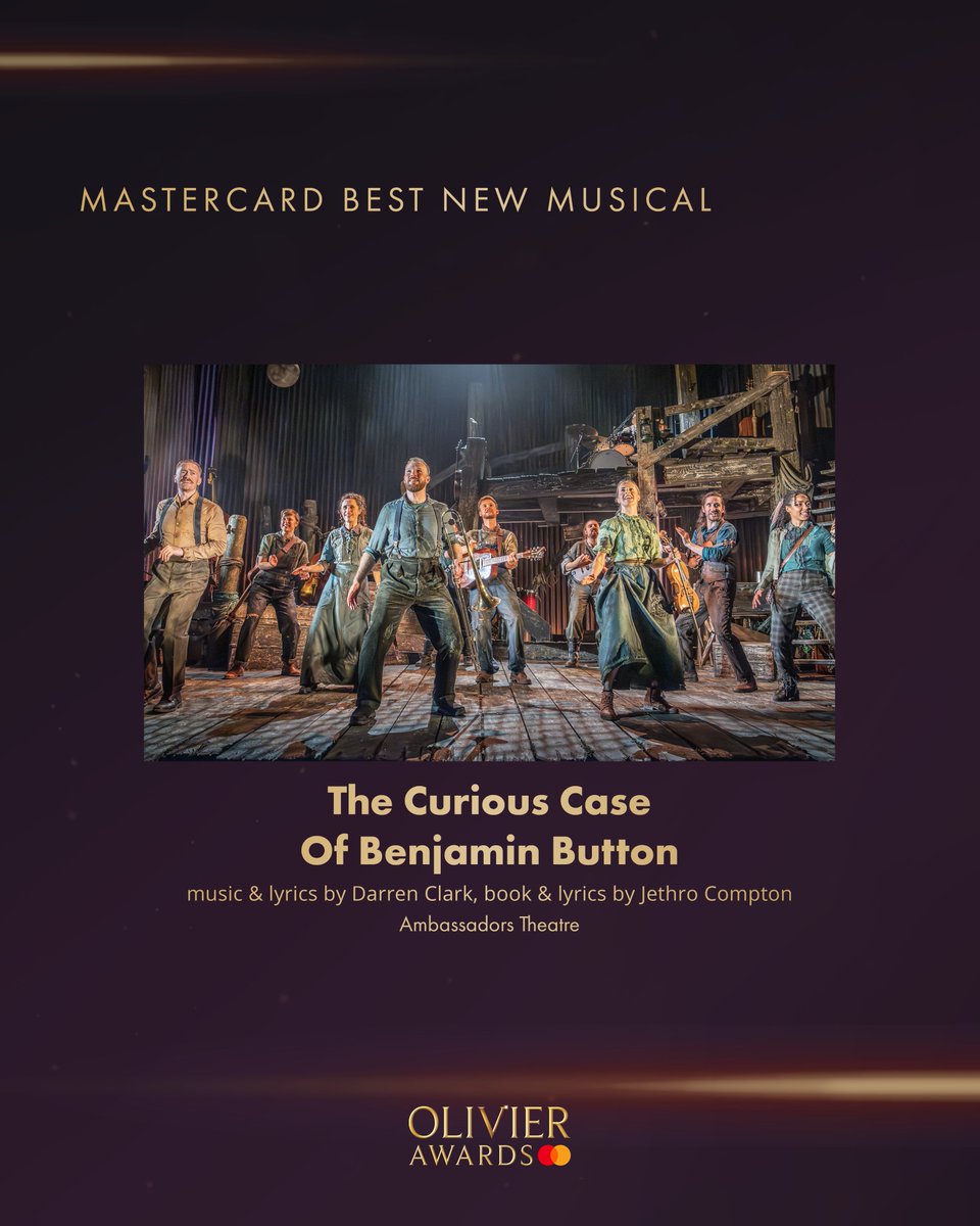 MastercardUK (@mastercarduk) on Twitter photo Massive congratulations to <a href="/TCCOBBmusical/">The Curious Case Of Benjamin Button</a> for winning Mastercard Best New Musical ๐๐
<a href="/OlivierAwards/">Olivier Awards</a> <a href="/london_theatre/">Official London Theatre</a> #OlivierAwards Massive congratulations to <a href="/TCCOBBmusical/">The Curious Case Of Benjamin Button</a> for winning Mastercard Best New Musical ๐๐
<a href="/OlivierAwards/">Olivier Awards</a> <a href="/london_theatre/">Official London Theatre</a> #OlivierAwards