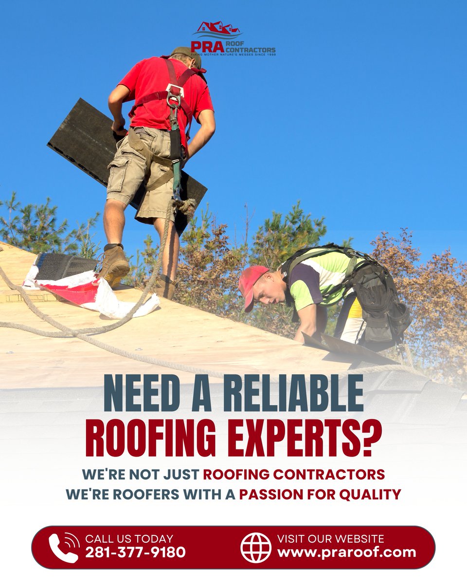 Looking for reliable roofing experts? At PRA Roof Contractors, we're not just contractors—we’re passionate roofers dedicated to providing top-quality service. Whether it’s repairs, replacements, or inspections, we ensure your roof stands strong through every season #RoofingExpert
