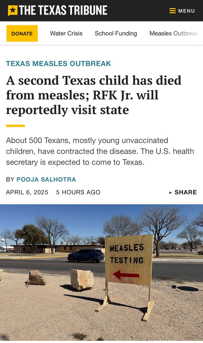 Another child dies in Texas of measles because their parents are fucking moronic anti-vaxxers.