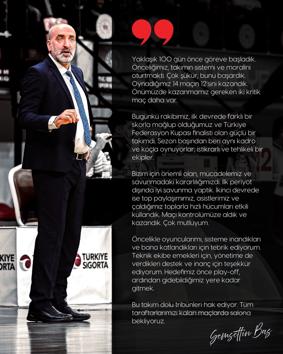 📄 Maçın Ardından | Baş Antrenörümüz Şemsettin Baş’ın karşılaşma sonrası değerlendirmesi..