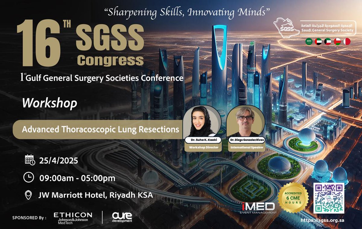 "Advanced Thoracoscopic Lung Resections"

6CME Hours

Sgss.org.sa/16-sgss-congre…