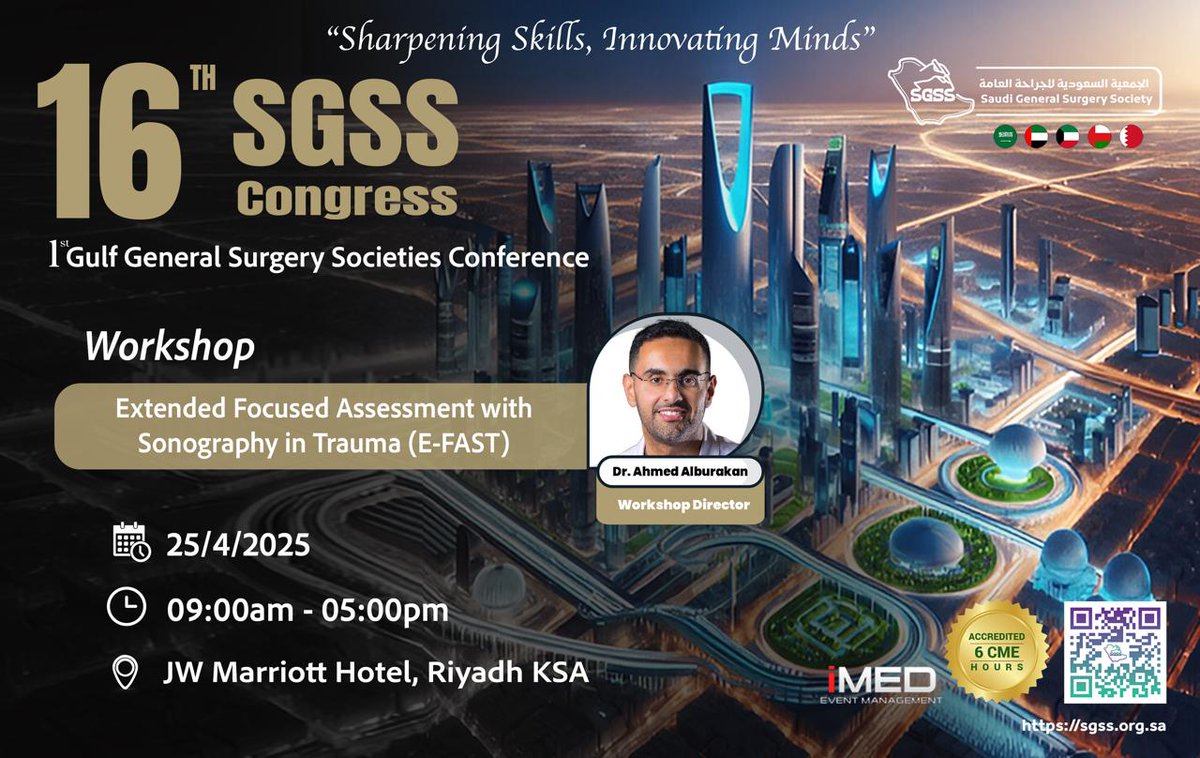 "E-FAST: Extended Focused Assessment with Sonography in Trauma"

6CME Hours

Sgss.org.sa/16-sgss-congre…